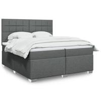 Boxspring met matras stof donkergrijs 200x200 cm - thumbnail
