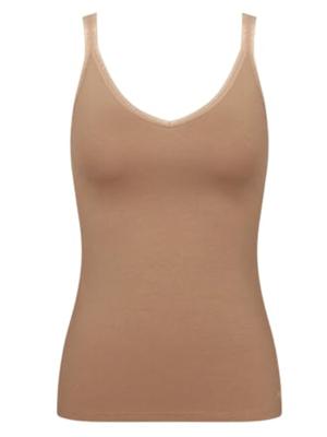 Ondergoed dames 2-pack - hemd Basic GO smalle band - Vrouwen onderhemd spaghetti bandjes biologisch katoen - M - Huidskleur - Top - Singlet - M