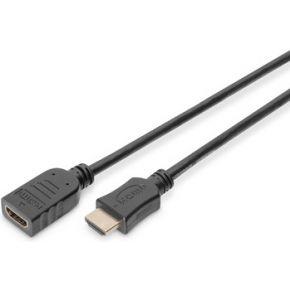 Digitus AK-330201-020-S HDMI-kabel HDMI Verlengkabel HDMI-A-stekker, HDMI-A-bus 2.00 m Zwart 4K UHD, Rond, Vergulde steekcontacten, Afgeschermd (drievoudig)
