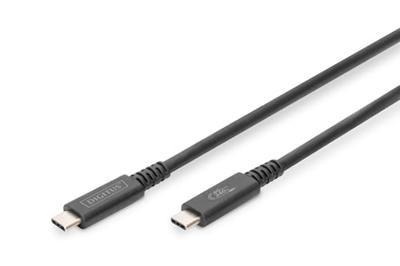 Digitus AK-300343-008-S USB-kabel USB 4.0 USB-C stekker, USB-C stekker 0.80 m Zwart Flexibel, Afgeschermd, Met USB
