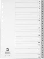 Q-CONNECT tabbladen, A4, PP, 4-gaatsperforatie, met indexblad, set van A-Z, 24 tabs, grijs - thumbnail