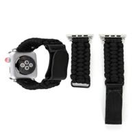 Magische plakken lederen paraplu touw Nylon pols horloge Band met en roestvrij stalen gesp voor Apple Watch serie 3 & 2 & 1 38mm(Black) - thumbnail