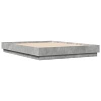 Bedframe bewerkt hout betongrijs 135x190 cm - thumbnail