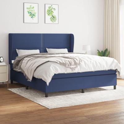 Boxspring met matras stof blauw 180x200 cm