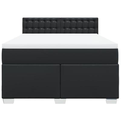 Boxspring met matras kunstleer zwart 140x190 cm - thumbnail