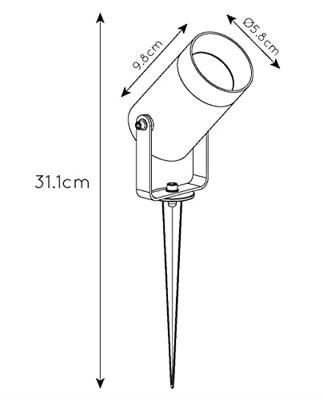Lucide TAYLOR - Tuinspot - Ø 10 cm - 1xGU10 - IP65 - Zwart