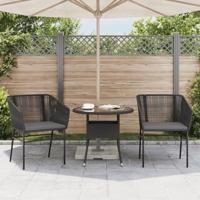 Tuinstoelen 2 st met kussens poly rattan zwart - thumbnail