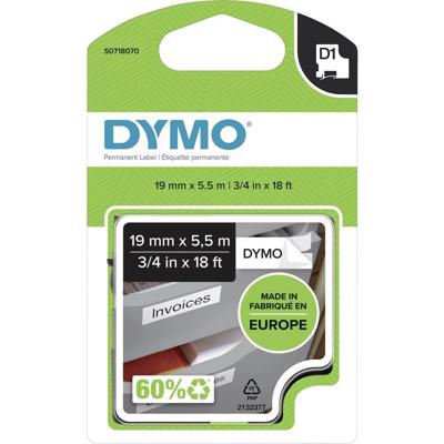 Labeltape DYMO D1 S0718070 Polyester Tapekleur: Wit Tekstkleur:Zwart 19 mm 5.5 m Labeltape DYMO D1 S0718070 Polyester Tapekleur: Wit Tekstkleur:Zwart 19 mm 5.5 m
