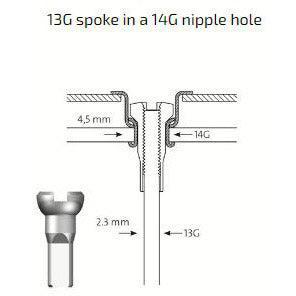 Sapim spaakverloopnippel spaak-13 velg-14 zilv. (500st)