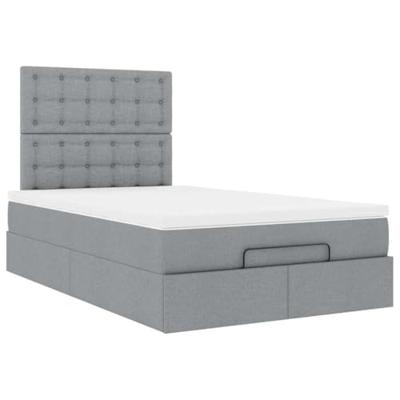 Ottoman bed met matras en LED's 120x200cm stof lichtgrijs