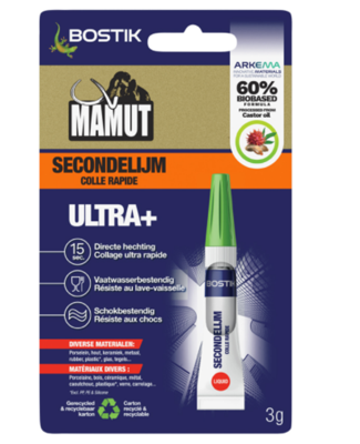Mamut Secondelijm | Alkyl-Cyanoacrylaat | Blister 3 g - 30632081