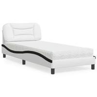 Bed met matras kunstleer zwart en wit 90x200 cm - thumbnail