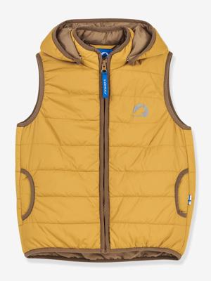 Lichtgewicht gewatteerd kindervest VANULI FINKID, zip-in binnenjas geel Lichtgewicht gewatteerd kindervest VANULI FINKID, zip-in binnenjas geel