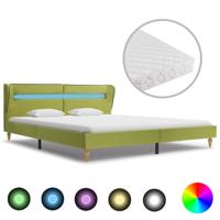vidaXL Bed met LED en matras stof groen 180x200 cm - thumbnail