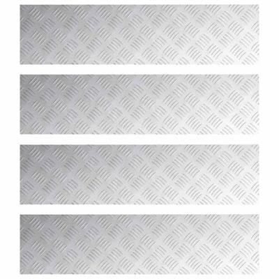 VidaXL Trap tread rechthoekig 4 pcs zilver 100 x 25 cm aluminium