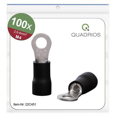 Quadrios 22C451 Ringkabelschoen Dwarsdoorsnede (max.): 4.0 mm² Schachtdiameter: 4.3 mm Deels geïsoleerd Zwart 1 set(s)