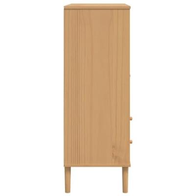 Hoge kast SENJA rattan-look 90x40x112 cm grenenhout bruin