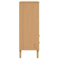 Hoge kast SENJA rattan-look 90x40x112 cm grenenhout bruin - thumbnail