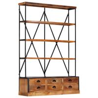 Boekenkast 4-laags met 6 lades 122x36x181 cm massief mangohout - thumbnail