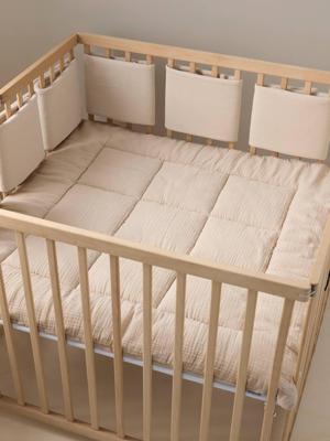 Effen stootrand van katoengaas taupe