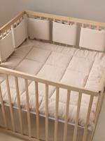 Effen stootrand van katoengaas taupe - thumbnail