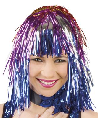 Lametta pruik multikleur