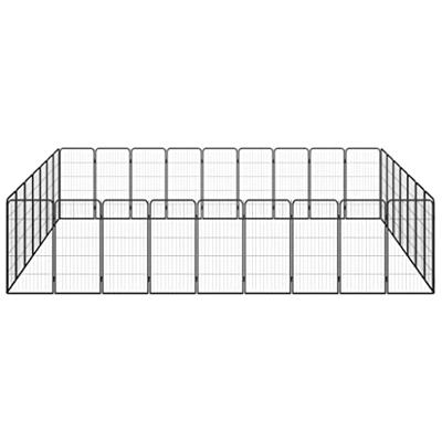 Hondenkennel 32 panelen 50 x 100 cm gepoedercoat staal zwart
