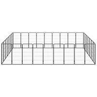 Hondenkennel 32 panelen 50 x 100 cm gepoedercoat staal zwart - thumbnail