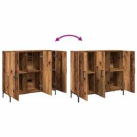 Dressoir 90x34x80 cm bewerkt hout oud houtkleurig - thumbnail