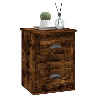Nachtkastjes 2 st wandgemonteerd 41,5x36x53 cm gerookt eiken
