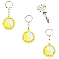 Sleutelhanger Rubber Yin Yang Geel-Wit - thumbnail