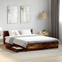 Bedframe met lades bewerkt hout gerookt eikenkleurig 135x190 cm - thumbnail
