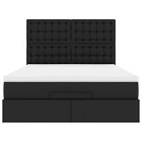 Ottoman bed met matras 140x190cm kunstleer zwart - thumbnail