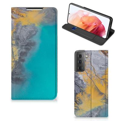 Samsung Galaxy S21 | Standcase | Marble Blue Gold Samsung Galaxy S21 | Standcase | Marble Blue Gold