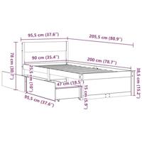 Bedframe met lades massief grenenhout wit 90x200 cm - thumbnail