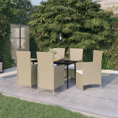 7-delige Tuinset met kussens beige