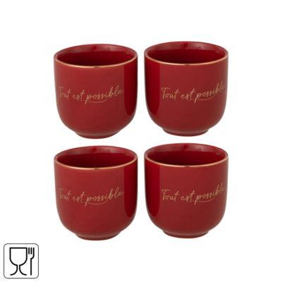 J-Line kop tout est possible rood 200 ml set van 4 | 6 stuks