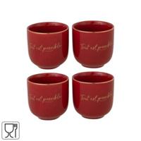 J-Line kop tout est possible rood 200 ml set van 4 | 6 stuks - thumbnail