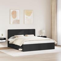 Bedframe met hoofdeinde Zwart 200 x 200 cm Massief grenenhout - thumbnail