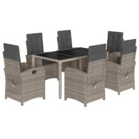 7-delige Tuinset met kussens poly rattan grijs - thumbnail