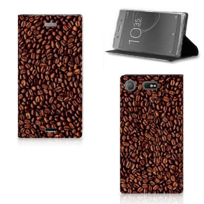 Sony Xperia XZ1 Compact Flip Style Cover Koffiebonen Sony Xperia XZ1 Compact Flip Style Cover Koffiebonen