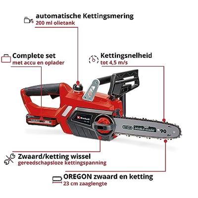 Einhell Power X-Change GE-LC 18 Li Kit Kettingzaag Accu Lengte mes 250 mm Incl. accu Einhell Power X-Change GE-LC 18 Li Kit Kettingzaag Accu Lengte mes 250 mm Incl. accu