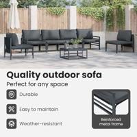 Tuinbankenset met kussen 6 pcs Zwart Staal - thumbnail