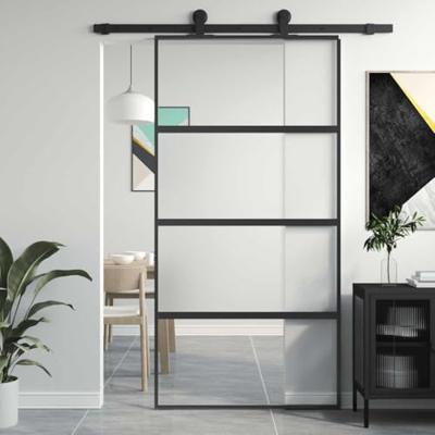 VidaXL Schuifdeur 102,5x205 cm gehard glas en aluminium zwart VidaXL Schuifdeur 102,5x205 cm gehard glas en aluminium zwart