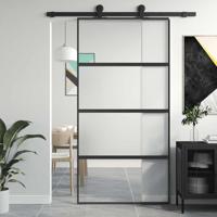 VidaXL Schuifdeur 102,5x205 cm gehard glas en aluminium zwart - thumbnail