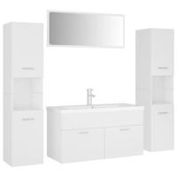 Badkamermeubelset bewerkt hout wit - thumbnail