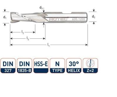 Rotec Spiebaanfrees kort din327 18.0mm weldon