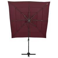 VidaXL Parasol 4-laags met aluminium paal 250x250 cm bordeauxrood - thumbnail