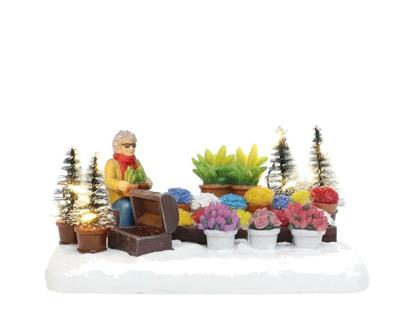 Market Vendor Plants and Flowers with LED Polyresin 14cm Santaville - Santaville