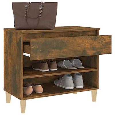 VidaXL Schoenenkast 70x36x60 cm bewerkt hout gerookt eikenkleurig VidaXL Schoenenkast 70x36x60 cm bewerkt hout gerookt eikenkleurig